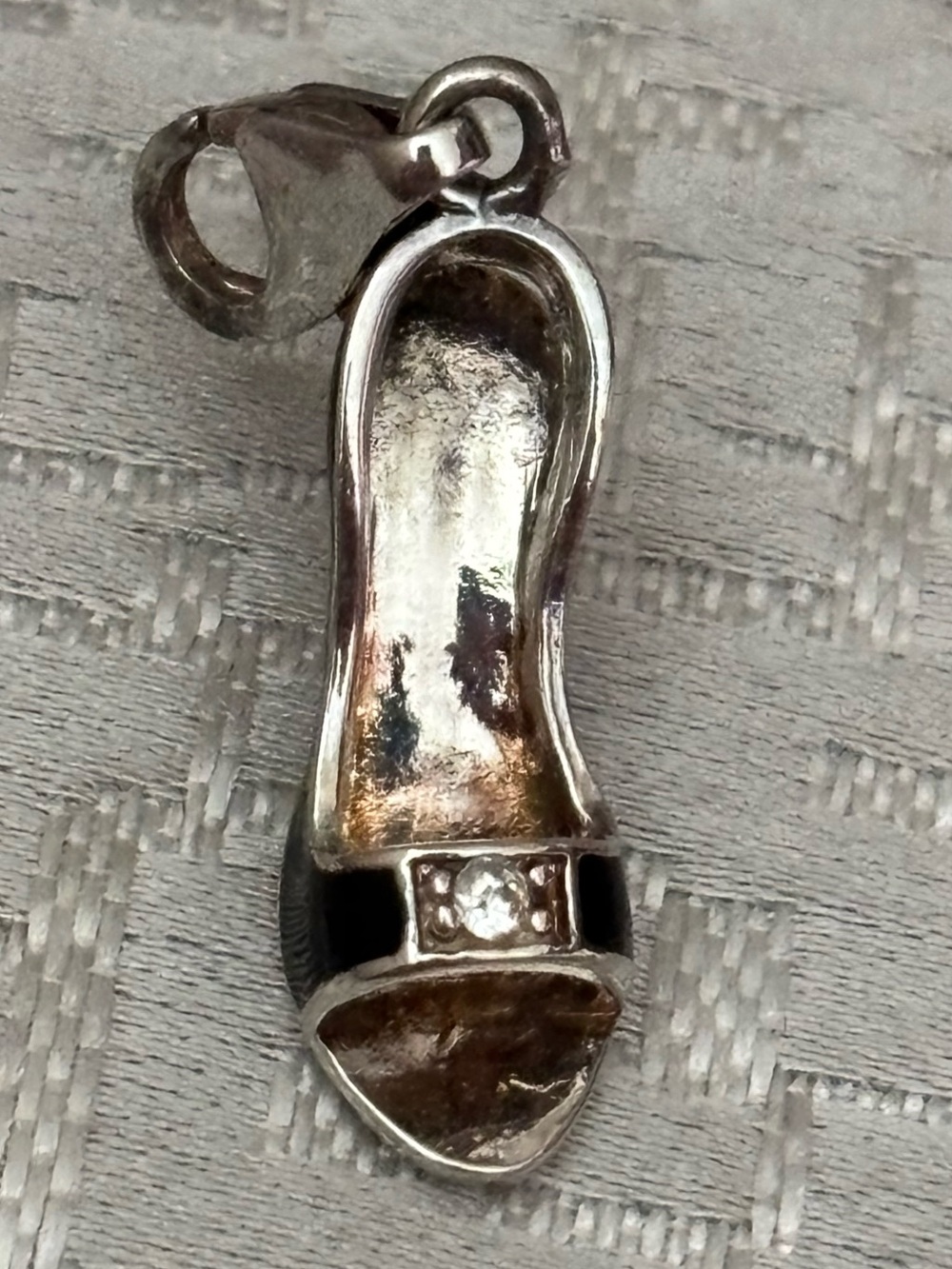 Thomas Sabo Silver High Heel Shoe Charm with Black Accent and Clear Stone 925